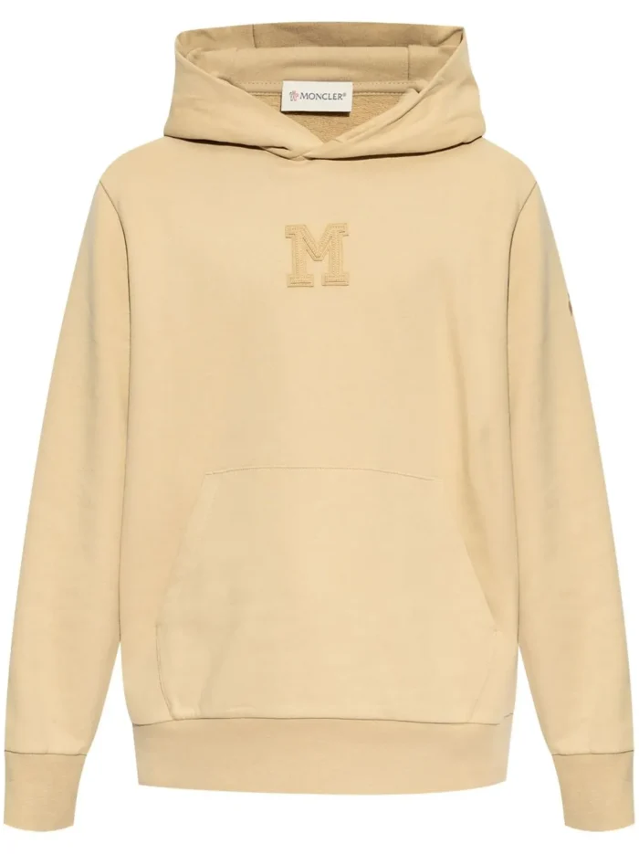 Cream Moncler Logo Patch Hoodie