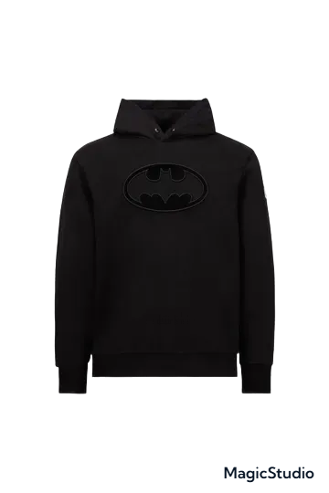 Embroidered Batman Logo Cotton Hoodie