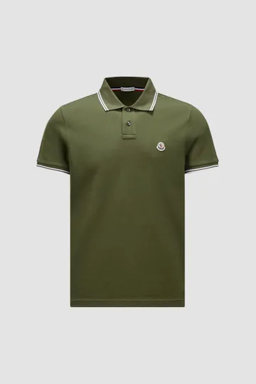 Green Logo Patch Cotton Polo Shirt