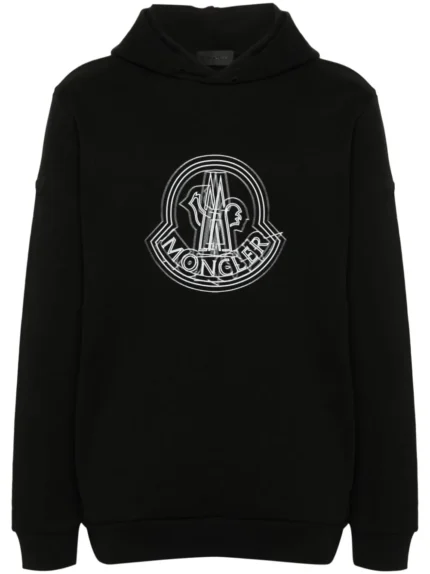 Moncler Logo Print Black Hoodie