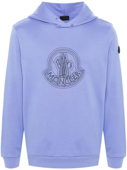 Print Logo Moncler Blue Hoodie