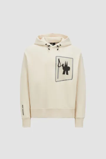 White Logo Pocket Cotton Hoodie