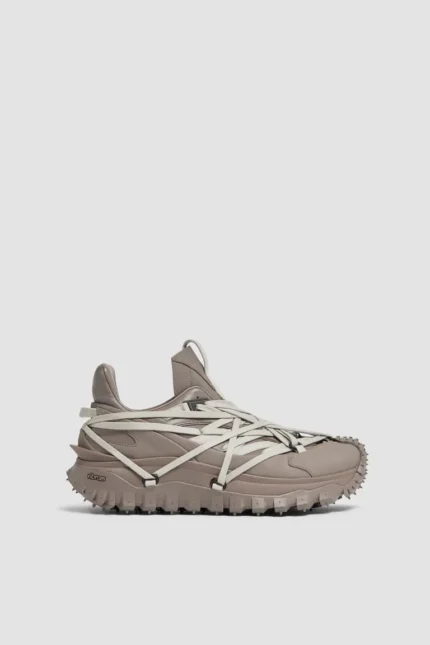 Moncler Megalace Leather Sneakers Taupe shoes