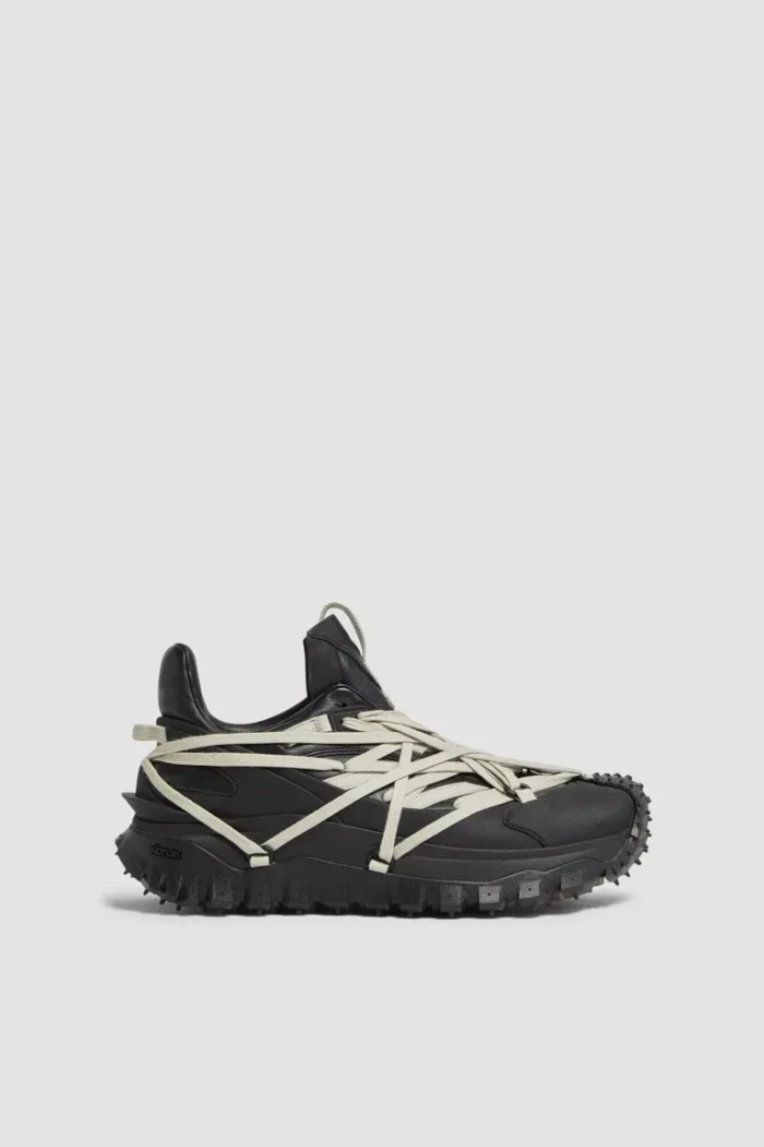 Moncler Megalace Leather Sneakers Black shoes